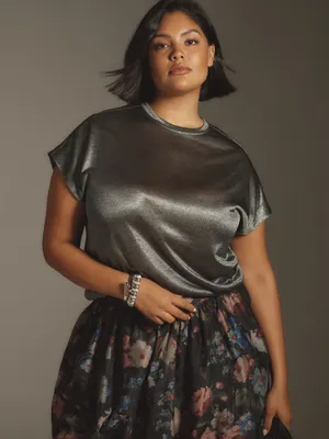 Anthropologie metallic top thumbnail 2