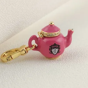 RARE LIMITED EDITION Juicy Couture Pink/Gold Tea Kettle- Bag or Necklace Charm thumbnail 2