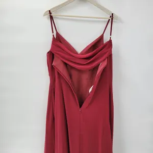 Azazie Gown Womens Large Red Pleated Chiffon High Slit Prom Bridesmaid Dress thumbnail 6