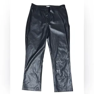 CALVIN KLEIN Faux Leather Ankle Pant 16 Black $109 Retail NWT thumbnail 2