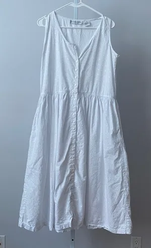Paris Sport Club Cotton Boho Coastal Prairie Eyelet Button Midi Dress 7 White thumbnail 1
