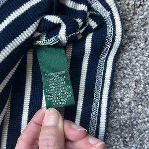 Lauren Ralph Lauren Active Navy White Stripe Sweater XS 100% Cotton thumbnail 6