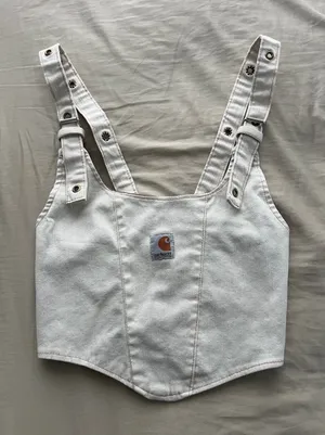 Carhartt Cream Denim Corset Tank with Adjustable Straps thumbnail 1