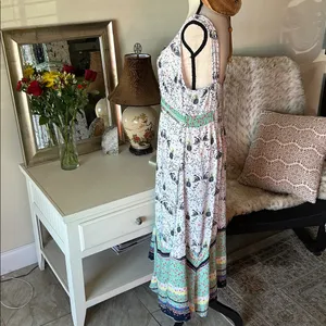 Mantaray white boho novelty monkey pineapple floral sleeveless maxi dress 14​ thumbnail 6
