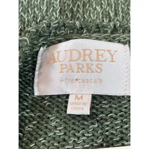 Audrey Parks Francesca’s Sweater Womens M Heathered Green Lace Up Knit Boho NWT thumbnail 6