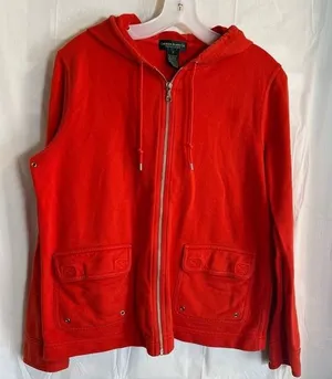 Ralph Lauren Jeans Co Orange Hoodie Women’s Size Small Full Zip Cotton‎ Normcore thumbnail 1