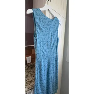 Vintage Banana Republic Y2K 2002 Blue Floral Ruched Midi Dress Size 6 thumbnail 8