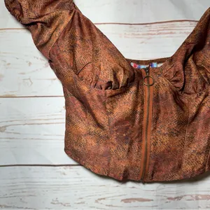 Urban Outfitters • Crop Top • Snakeskin Print • Brown • Medium thumbnail 2