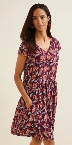 Garnet‎ Hill Summer Day Dress Rust Red Floral Boho Cottage Pockets Womens 10? thumbnail 1