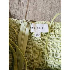 MABLE Babydoll Peplum Top Size L Coquette Dainty Sleeve Green Anthropologie thumbnail 4