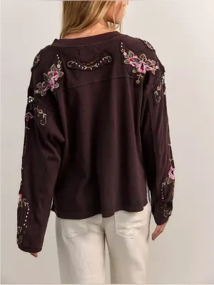 NWT Free People We The Free Lilith Tee - chocolate brown - Medium thumbnail 4