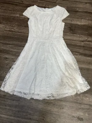 MUADRESS White Ivory Floral Lace Fit & Flare Dress Size L thumbnail 2