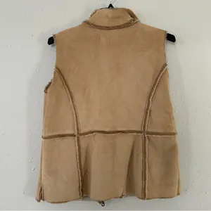 Live A Little Faux Suede Faux Fur Tan Vest Bohemian Casual Western 70s Retro XL thumbnail 4