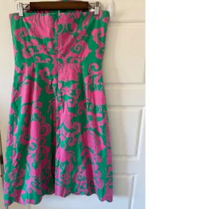 Lilly Pulitzer sz 10 Women Pink Green Crab Scallop Hem Dress Party Preppy Vintage thumbnail 3