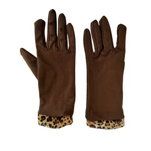 Chilly Jilly brown leopard trim gloves thumbnail 1