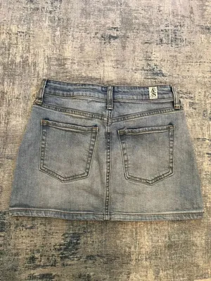 Altar'd State Distressed Light Wash Denim Skirt Women's Small thumbnail 2
