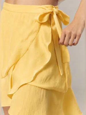 Anthropologie Maeve‎ Ruffle Mini Skirt in Sunray Yellow Small NWT thumbnail 4