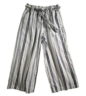 ana A New Approach‎ Striped Wide Leg Pants Womens Medium Blue White Linen Blend thumbnail 1