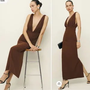 NWT Reformation Velda Deep V sleeveless midi Dress Brown Size 0 thumbnail 3