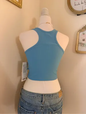 lululemon athletica Teal Ribbed Scoop Crop Tank thumbnail 2