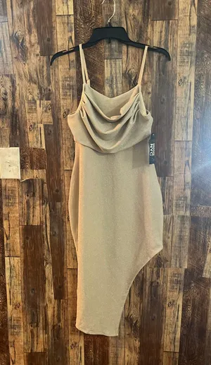 Steve Madden Madden NYC Champagne Sparkle Asymmetrical Hem Party Dress size medium thumbnail 1