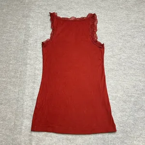 Y2K Banana Republic Womens Small Rust Red Lace Trim Cotton Stretch‎ Tank Top EUC thumbnail 5