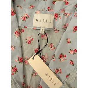NWT Blue Floral Puff Sleeve Tie Front Cottagecore Praire‎ Blouse Small MABLE thumbnail 4