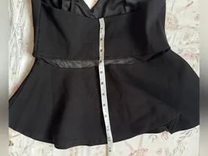 Lulus Keen Interest Black Mesh Peplum Top Size Medium M thumbnail 13