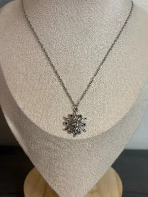 Handmade Silver Floral Sun Necklace thumbnail 1