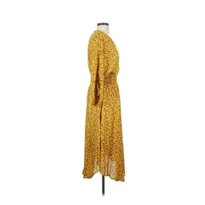 Anthropologie Yellow Floral Springtime Boho Party V-neck long Dress Size S thumbnail 3
