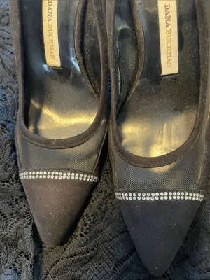 Dana Buchman Black Pointed Toe Pumps with Rhinestone Band thumbnail 3