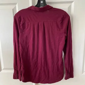 Loft burgundy long sleeve button down thumbnail 2
