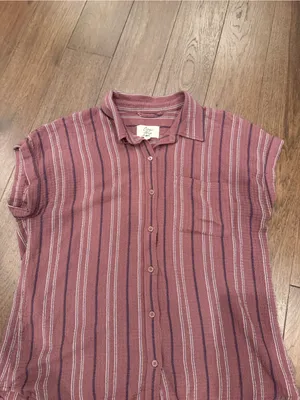 Cosmic Blue Love Mauve Striped Button-Front Top in Size Medium - C71-013 thumbnail 3