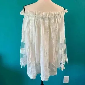 ⭐️ POL Ashley off the shoulder crochet lace tunic thumbnail 3