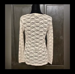 Derek Heart lace Tan longsleeves top Large thumbnail 3