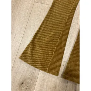 Aerie Mustard Gold Corduroy Flare Leggings High Waisted Size M Long Ribbed Pants thumbnail 2