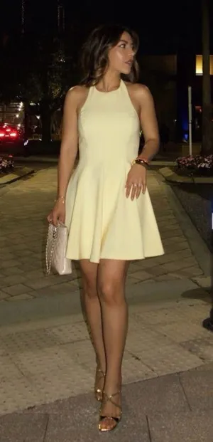 Zara mini halter godet butter yellow evening party wedding dress thumbnail 6