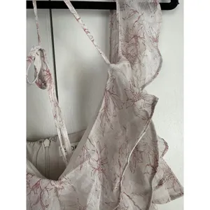 Storia Ruffle Floral Maxi Dress Cream Burgundy V-Neck Mermaid Gown Wedding Guest thumbnail 5