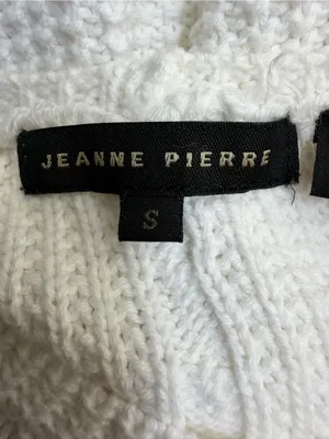 JEANNE PIERRE Cream Color Cable Knit Crewneck Sweater Size Small thumbnail 4