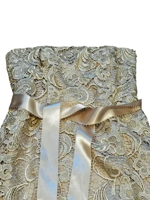Adrianna Papell Evening Lace Strapless Cocktail Dress Satin Bow Party Event 6 thumbnail 3