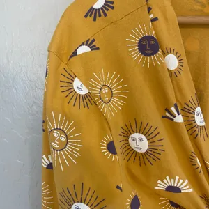 Altar Houseline 2XL Tie Front Wrap Crop Top Long Sleeve Celestial Sun Boho thumbnail 4
