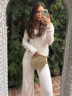 Free People Vtg classy Gold and white beaded crossbody clutch purse #boho #festival #artisan #goingout thumbnail 2