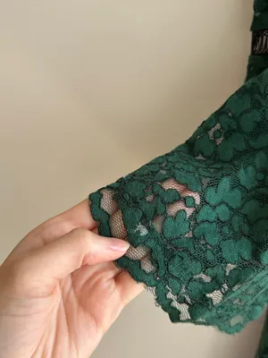 Eliza J Cold Shoulder Bell Sleeve Fit & Flare Lace Dress, Emerald Green, Size thumbnail 15