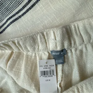 NWT Aerie Cotton Linen Stripe Lace Shorts Sz Medium Tie Waist thumbnail 6