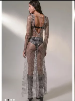 For Love & Lemons Fawn sheer fishnet midi dress NWT thumbnail 2