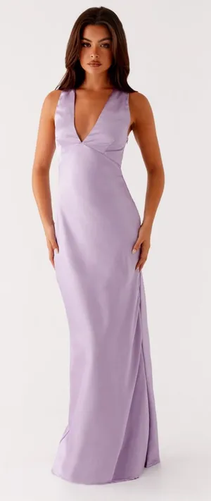 Lilac peppermayo satin maxi dress thumbnail 1
