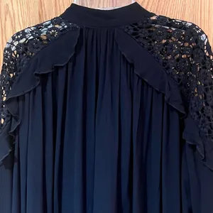 Free People Little Bit Of Love Crochet Lace Ruffle Keyhole‎ Blouse Black Size XS thumbnail 15