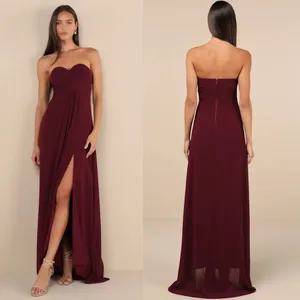 NWT Lulus Splendid Aura Plum Purple Chiffon Pleated Strapless Maxi Dress Size S thumbnail 2