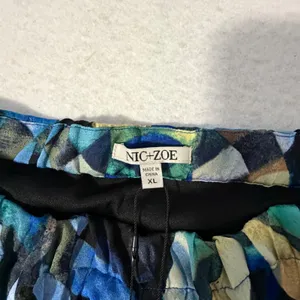 NIC+ZOE Blue Multi Abstract Geometric Pleated Maxi Skirt XL F241726 NWT thumbnail 3