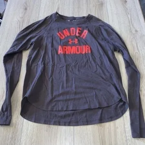 Under Armour Dark Gray red Long Sleeve Tee shirt top thumbnail 1